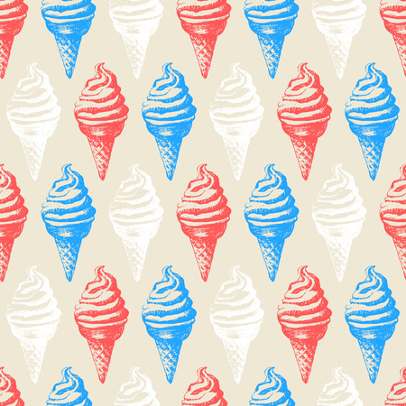 Vector illustration with sorbet. Sweet dessert. Menu pattern in vintage style.のイラスト素材