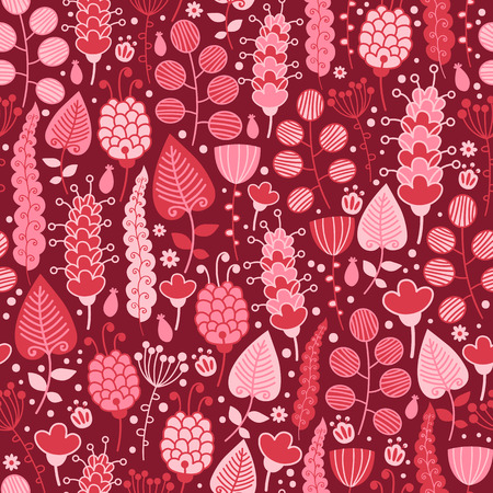 Cartoon elements for decoration and create your design. Fabulous pattern on dark red background.のイラスト素材