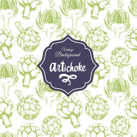 Vegetables vintage pattern. Hand-drawn sketch of artichoke.のイラスト素材