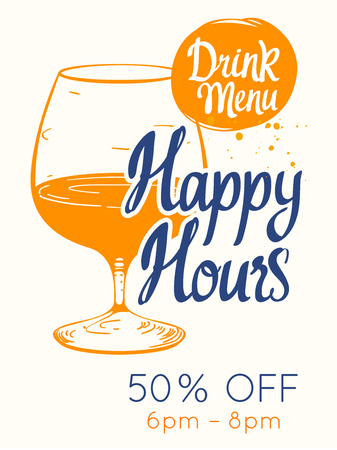 colorful happy hour signs background. vector illustrationのイラスト素材