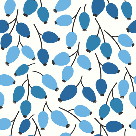 Vector floral seamless pattern on white. Abstract background with rosehip. Natural design.のイラスト素材