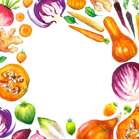 Watercolor  with round composition of farmの写真素材