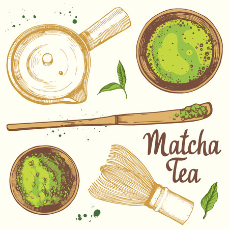 Japanese ethnic and national tea ceremony. Matcha.のイラスト素材