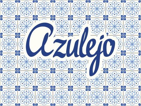 Seamless pattern with portuguese tiles. Vector blue illustration of Azulejo on white background. Mediterranean style.のイラスト素材