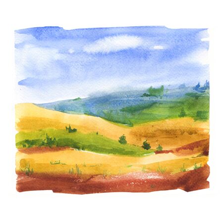Watercolor  with landscape field.の写真素材