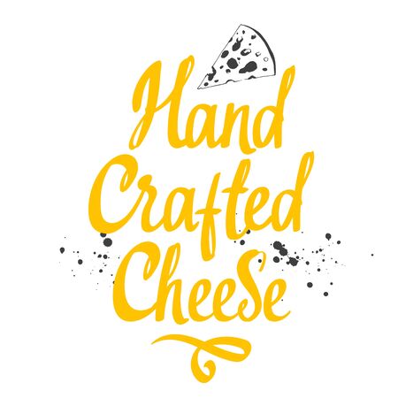 Hand crafted cheesee. Vector Illustration with brush calligraphy vectors for your design. Handwritten ink lettering.のイラスト素材
