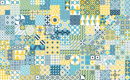 Seamless pattern with portuguese tiles. Vector illustration of Azulejo on white background....