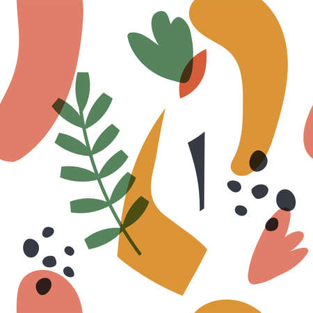 Abstract floral and geometric vector illustration. Seamless pattern.のイラスト素材