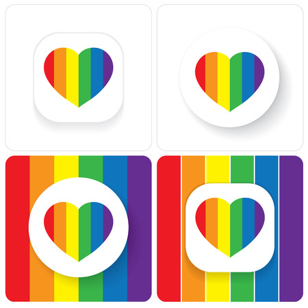 LGBT Gay love concept - Rainbow heart icon on white background .のイラスト素材