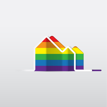 LGBT Gay love concept - Rainbow house icon isolated on white background .のイラスト素材