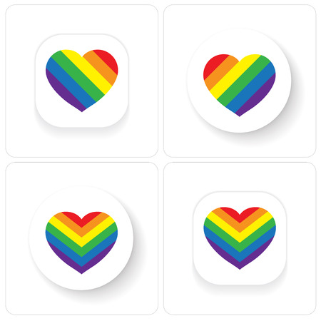 LGBT Gay love concept - Set of rainbow heart icon on white background .のイラスト素材