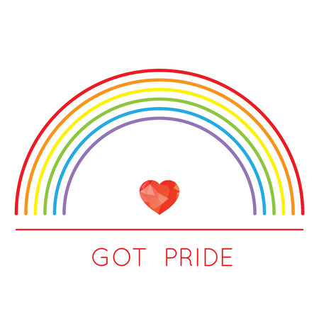 LGBT Gay pride love concept - Rainbow and polygonal red heartのイラスト素材