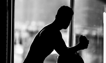 a man in the gym for workoutの写真素材