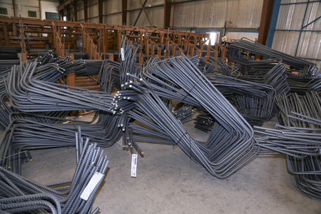 industrial steel iron bars in the factoryの写真素材