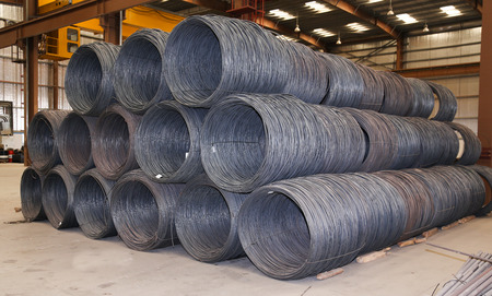 industrial steel iron bars in the factoryの写真素材