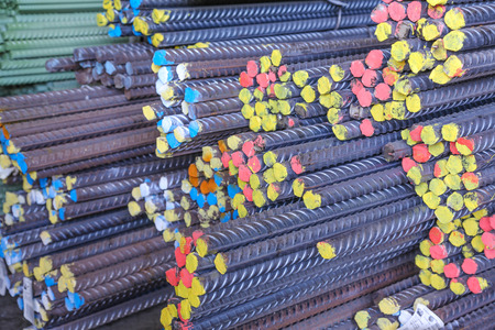 industrial steel iron bars in the factoryの写真素材