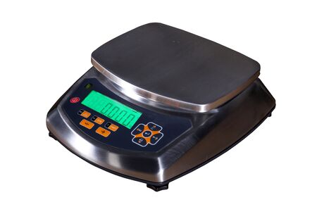 scales for weighing heavy objects and goods, isolated on white backgroundの写真素材