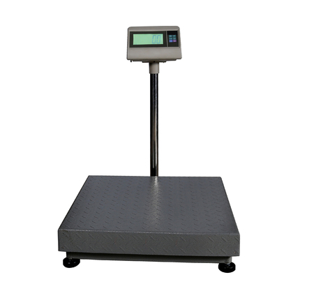 scales for weighing heavy objects and goods, isolated on white backgroundの写真素材