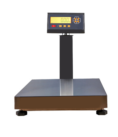 scales for weighing heavy objects and goods, isolated on white backgroundの写真素材
