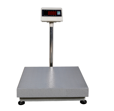 scales for weighing heavy objects and goods, isolated on white backgroundの写真素材