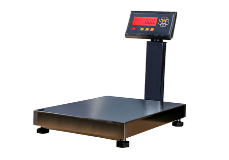 scales for weighing heavy objects and goods, isolated on white backgroundの写真素材