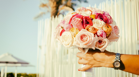 Beautiful color full flowers in wedding and eventの写真素材