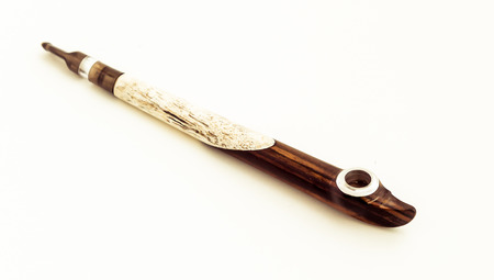beautiful wooden smoking pipes on white backgroundの写真素材