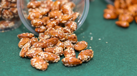Composition with dried fruits and assorted nutsの写真素材