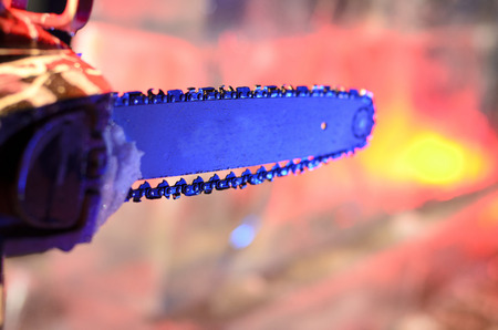 Photo shows an electric saw.の写真素材