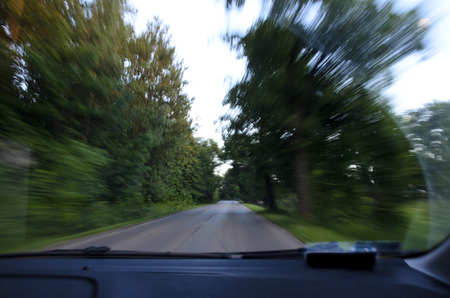 Photo shows a blurred vision while driving after drinking alcohol.の写真素材