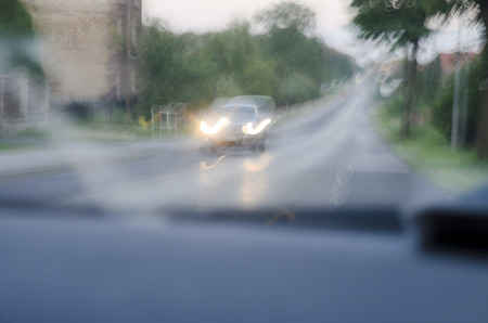 Photo shows a blurred vision while driving after drinking alcohol.の写真素材