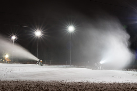 Snow cannon to produce snow on the ski slopes.の写真素材