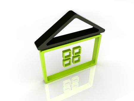 Green house with black roofの写真素材
