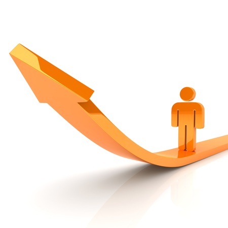 Illustration with growth of orange business guy