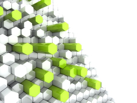 Background with high green and white hexagons