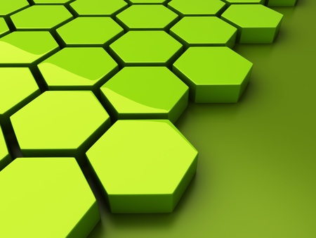 Abstract green background with hexagons and placeの写真素材