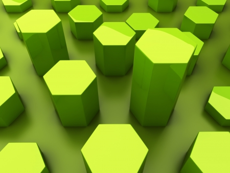 Abstract green background with statistic hexagonsの写真素材
