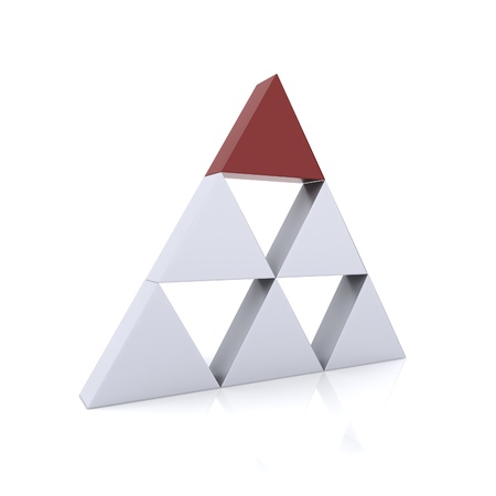 Concept of leadership with silver and red triangles (red collection)