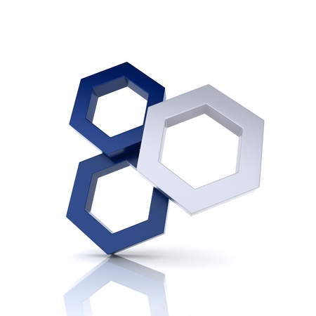 Illustration with frame three hexagons (uniqueness concept)の写真素材