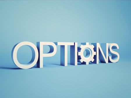 Illustration of concept with word options on backgroundの写真素材