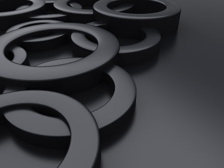 Black metallic background with circles and spaceの写真素材