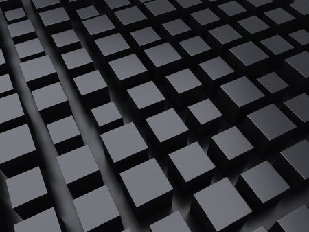 Illustration with black metallic background with cubesの写真素材