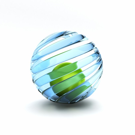 Eco symbol with glass and green spheres  protection concept の写真素材