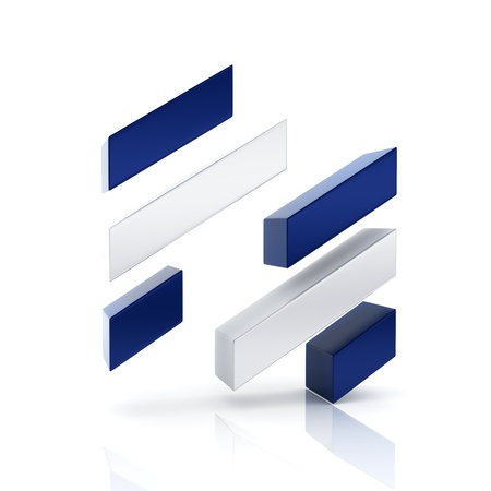 Conceptual financial symbol with bars  Growth concept  Blue setの写真素材