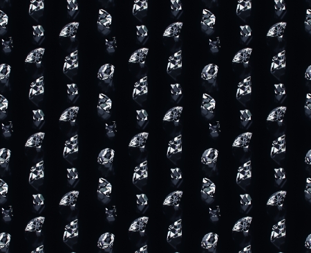 Seamless background with different diamonds on blackの写真素材