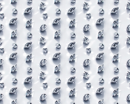 Seamless background with different diamonds on whiteの写真素材
