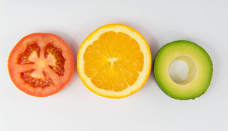 Sliced veg and fruitの写真素材