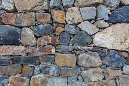 Russia, the Caucasus, North Ossetia. Detail of the stone walls of ancient settlements and battle towers.の写真素材