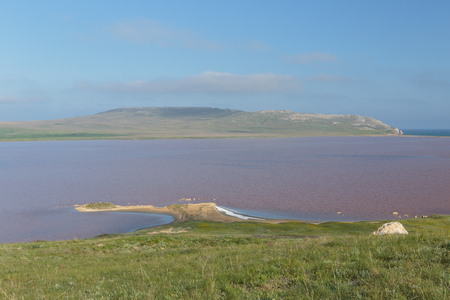 Russia. The movement of clouds in the spring in the steppe part of the Crimea peninsula at Cape Opuk.の写真素材