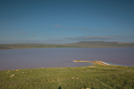Russia. The movement of clouds in the spring in the steppe part of the Crimea peninsula at Cape Opuk.の写真素材